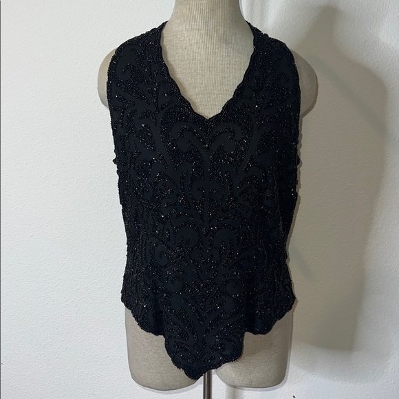 Jkara New York Tops - JKARA New York Beaded V-Neck Tank Top